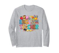 Colorful Patterned English Teacher Educator Long Sleeve T-Shirt