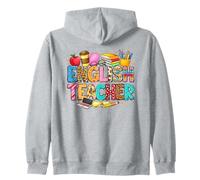 Colorful Patterned English Teacher Educator Zip Hoodie
