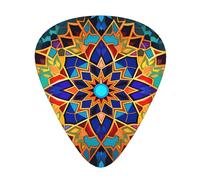 Colorful patterns printed guitar picks, 12-piece set with thin, medium, and thick styles, comes with a storage case