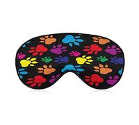 Colorful Paw Pattern Sleeping Blindfold Mask Cute Eye Shade Cover with Adjustable Strap for Women Men Night