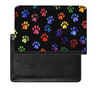 Colorful Paw Prints Passport Holder Cover Wallet Card Case with Vaccine Card Slot Travel Accessories for Women Men