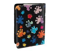 Colorful Paw Prints Printed Passport Holder,Travel Pu Leather Passport Cover Case Organiser for Men Women,6.5 Inch