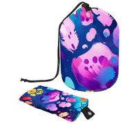 Colorful Paw Prints Travel Cosmetic Bags Makeup Bag for Women, Foldable Drawstring Travel Cosmetic Bags, Portable Toiletry Bucket Bag