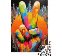 Colorful Peace Sign Art 1000 Piece Extra-thick Cardboard Jigsaw Puzzle Family Lovers Brain Training Wall Decoration Value Pack 38x26cm/1000pcs