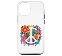 Colorful Peace Sign with Flowers Vibe Hippie Flower Power Case for iPhone 12/12 Pro