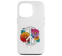 Colorful Peace Sign with Flowers Vibe Hippie Flower Power Case for iPhone 13 Pro