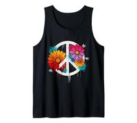 Colorful Peace Sign with Flowers Vibe Hippie Flower Power Tank Top