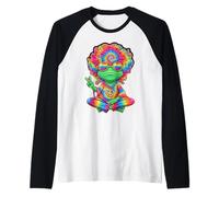Colorful Peaceful Frog with Groovy Vibes for Hippies Raglan Baseball Tee