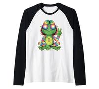 Colorful Peaceful Frog with Groovy Vibes for Hippies Raglan Baseball Tee