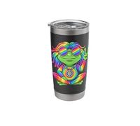Colorful Peaceful Frog with Groovy Vibes for Hippies Stainless Steel Insulated Tumbler