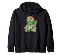 Colorful Peaceful Frog with Groovy Vibes for Hippies Zip Hoodie