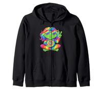 Colorful Peaceful Frog with Groovy Vibes for Hippies Zip Hoodie