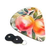 Colorful Peach Watercolor Design 6 Pack Guitar Picks With Holder, Personalized Guitar Plectrums Non-Slip Portable Ukulele Bass Picks 0.46mm For Acoustic Guitar Lovers Gifts