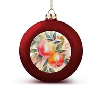 Colorful Peach Watercolor Design Christmas Balls Ornaments 4PCS Christmas Tree Hanging Ball Personalization Red-Style Xmas Trees Ball Pendant for Holiday Party Decoration Supplies