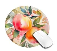 Colorful Peach Watercolor Design Mouse Pad Waterproof Gaming Mousepad with Non-Slip Rubber Base Round Computer Mouse Mat for Office Latop Mousepads Washable Cloth Desk Pad 8 x 8 in
