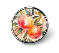 Colorful Peach Watercolor Design Round Badge Cute Brooch Hats Jackets Decor Personalized Lapel Pin Clothing Jewelry Accessories for Wedding Party Gift
