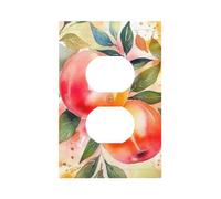 Colorful Peach Watercolor Design Wall Plates Decorative Light Switch Cover 1 Gang Outlet Covers Standard Size 5" x 3" Plug Covers Electrical Switchplate Home Decor for Bedroom Kitchen