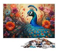 Colorful Peacock 1000 Piece Jigsaw Puzzle Wooden Puzzles Brain Challenge, for Teenagers & Home Decor 50x75CM/19.68x29.52inch