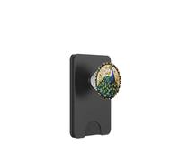 Colorful Peacock Bird Round Artwork PopSockets PopWallet for MagSafe