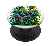 Colorful Peacock Bird Tropical Nature Art PopSockets Adhesive PopGrip