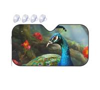 Colorful Peacock Car Windshield Sun Shade Foldable Car Front Window Sunshade for Sun, Heat and UV Rays, Auto Sun Blocker Visor Protector for Cars, SUVs Medium