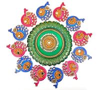 Colorful Peacock Designer Floor Rangoli/Home Décor/Decoration/Acrylic Traditional Handmade Rangoli/Floor Decor/Indian Wedding Festival Decoration/Gift Return Gift (Size:- 11" Inch Diameter)