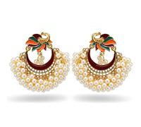 Colorful Peacock Earrings, Fan-shaped Dangle Earrings for Women, Bohemian Fan Statement Earrings, Phoenix Bird Stud Earrings Boho Jewelry, Beaded Pearl Cluster Peacock Drop Earrings for Girls