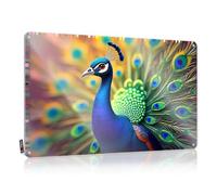 Colorful Peacock Feather Art Square Bar Cart Decor - Art Soft Bath Hanging Wall Decor(30X40CM)