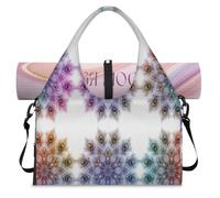 Colorful Peacock Feather Mandala Sports Duffel Bag for Women Men Weekend Overnight Bag with Shoe Compartment Shoulder Tote Luggage Bag for Yoga Gym Travel