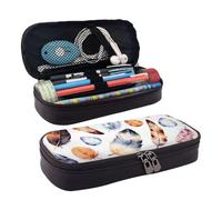 Colorful Peacock Feather Print Print Leather Flap Cosmetic Case, Cosmetic Bag, Zipper Storage Bag, Leather Flap Stationery Bag, Black, One Size