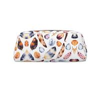 Colorful Peacock Feather Print Printing School Leather Zippered Fountain Ballpoint Rollerball Pens Pouch Pencils Case Holder for Pupil