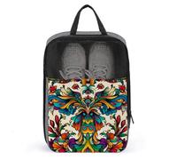 Colorful Peacock Feathers and Flowers Pattern Shoe Bag for Travel Daily Use Anti-dust Storage Carrier Golf Shoe Pouch