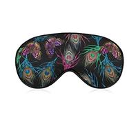 Colorful Peacock Feathers Butterflies Sleep Mask Tropical Birds Art Blindfold for Sleeping Elastic Blackout Eye Mask Cover for Full Night's Sleep Travel and Nap