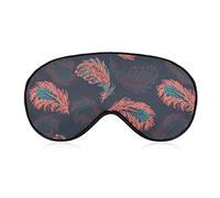 Colorful Peacock Feathers Pattern Sleep Mask Blindfold Grey Background Adjustable Super-Smooth Soft Eye Mask Cover for Men Women Travel and Nap