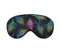 Colorful Peacock Feathers Pattern Sleep Mask Blindfold Tropical Birds Art Adjustable Super-Smooth Soft Eye Mask Cover for Men Women Travel and Nap