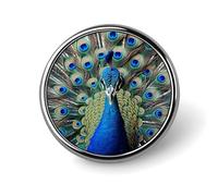 Colorful Peacock Feathers Round Badge for Men Women, Durable & Stylish Lapel Pins, Lightweight Metal Badges for Shirts, Jackets, Hats