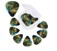 Colorful Peacock Guitar Picks 12 Pack Personalized Plectrums with Organizer Storage Box, Colorful Celluloid Guitar Plectrum Includes Thin, Medium, Heavy Picks for Acoustic Guitar Bass Picks