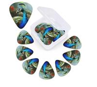 Colorful Peacock Guitar Picks 12 Pack with Organizer Box, 0.46 0.71 0.96 mm Includes Thin Medium Heavy Thickness,Abstract Guitar Pick Plectrums for Electric Guitar Ukulele Bass