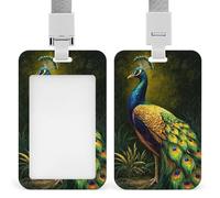 Colorful Peacock in The Forest ID Badge Holder Retractable Clip Card Holder Card Protector Name Badge Name Tag for Work Office Doctor Nurse