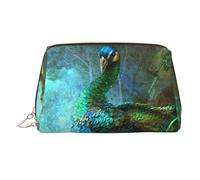 Colorful Peacock Leather Makeup Bag Travel Toiletry Organizer - Portable PVC Cosmetic Pouch for Women
