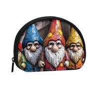 Colorful Peacock Mini Coin Purse Pouch Change Holder, Shell Shape Zip Around Wallet,Credit Card Holder for Women, Colorful Gnomes, One Size, Classic
