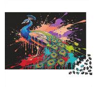 Colorful Peacock Modern Art 1000 Piece Jigsaw Puzzle Paper for Adults Abstract Pattern Relax Leisure Focus Family Home Decoration Gift 52x38cm/1000pcs