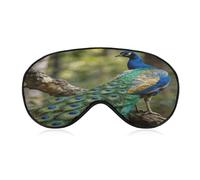 Colorful Peacock on A Tree Branch Sleep Mask Block Light Eye Sleep Shade Cover Comfortable Lightweight Sleeping Blindfold Soft Breathable Night Eye Cover Adjustable Band Eye Mask for Men Women