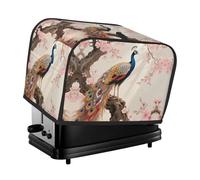 Colorful Peacock on a Tree Branch Toaster Cover 2 Slice, Waterproof Bread Machine Covers with Pockets Universal Size Kitchen Small Appliance Cover with Handle, Dust and Fingerprint Protection