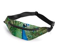 Colorful Peacock Printed Crossbody Fanny Pack Fashion Waist Bag with Adjustable Strap for Men Women