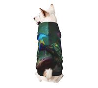 Colorful Peacock Printed Dog Hoodie Soft Dog Sweatshirt Cute Cat Dog Clothes for Small Dogs Kitten Puppy, L