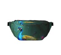 Colorful Peacock Printed Fanny Pack Waist Bag for Men Women, Adjustable Bumbags Hip Bum Bag Travel Crossbody Bags Sports Running Hiking Belt Bag