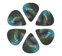 Colorful Peacock Printed Guitar Picks -6 Pcs Guitar Picks Plectrum,Guitar Accessories,Electric Guitar Pick, Bass & Ukulele 0.96mm