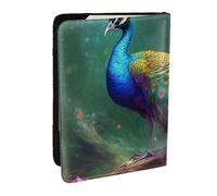Colorful Peacock Printed Passport Holder - 6.5 x 4.5 Inch RFID Blocking Travel Wallet,Stylish Passport Cover,Lightweight Document Organizer for Cards