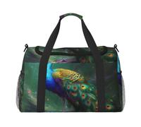 Colorful Peacock Printed Travel Duffel Bag, Large Capacity Carry On Hand Luggage Weekend Bag for Women Men Gym Weekend